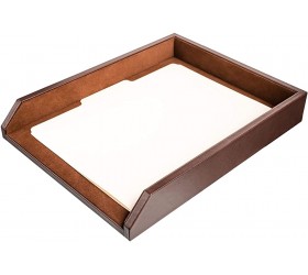 Dacasso Chocolate Brown Leather Letter Tray - BDW17YA67