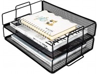EasyPAG 2 Tier Stackable Desktop Document Letter Tray Organizer| The Mesh Collection ,Black - BE7LYMD08