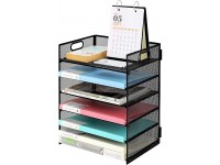 Mesh Desk File Organizer Letter Tray Paper Organizer with 6 Tier File Folder Holder Paper Sorter for Home Office Black - BK839EH5E