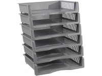 Parlynies 6-Pack Office Desk Tray Organizer Stackable Paper Tray Grey Letter Tray - BKOBZY5AR