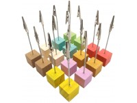 16 Pcs Table Number Place Card Holder Table Wood Holder Table Card Holder Table Number Stands with Heart Shap Photo Memo Clips for Wedding Favors - B9U5HV46K