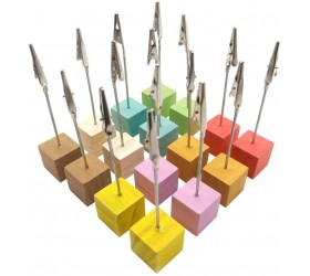16 Pcs Table Number Place Card Holder Table Wood Holder Table Card Holder Table Number Stands with Heart Shap Photo Memo Clips for Wedding Favors - B9U5HV46K