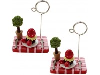 LB-LAIBA Strawberry Table Picture Holders Resin Table Number Cards Memo Stands for Wedding Party Birthday Home Office Desk Decoration 2 Pieces - BK3FA93TZ
