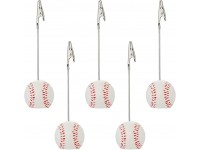 RONRONS 5 Pack Resin Ball Base Memo Clip Holder Stand Note Paper Clip Pictures Card Display with Alligator Clip,Baseball - BWMX8I0FF