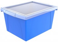 Storex 4 Gallon Storage Bin with Lid – Plastic Classroom Organizer for Books and Supplies Blue 1-Pack 61412A06C - BCGCGB1NI