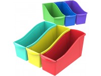 Storex Large Book Bin Interlocking Plastic Organizer for Home Office and Classroom Assorted Colors 6-Pack 70110U06C - BDRPV7EC6